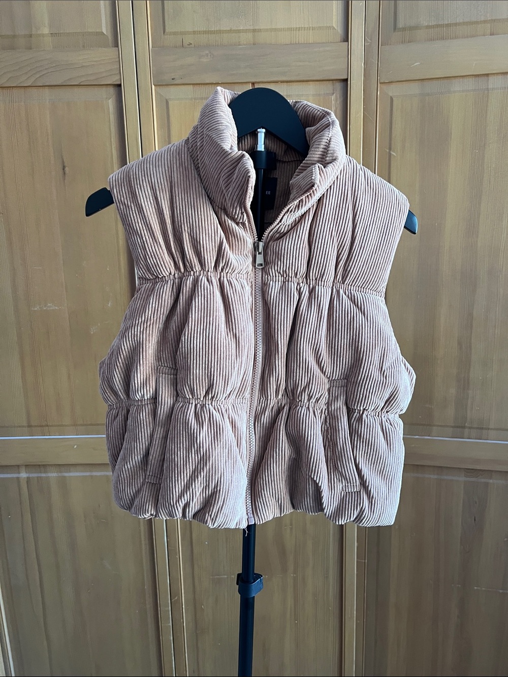 Love Tree Corduroy Puffer Vest - Latte